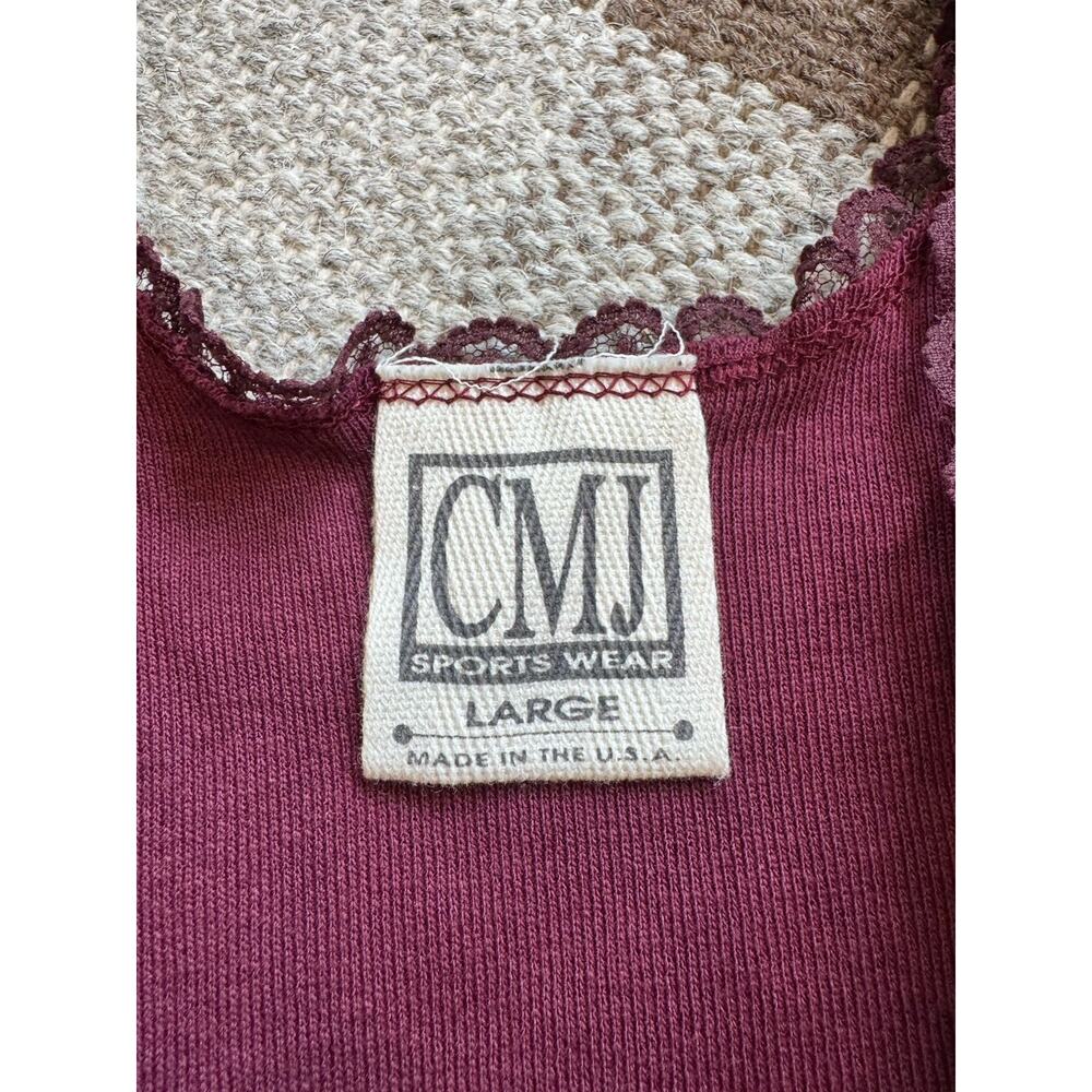 Cmj Y2k Lace Tank Top Women’s Large Chopper Design Love To Ride Maroon Usa View 5
